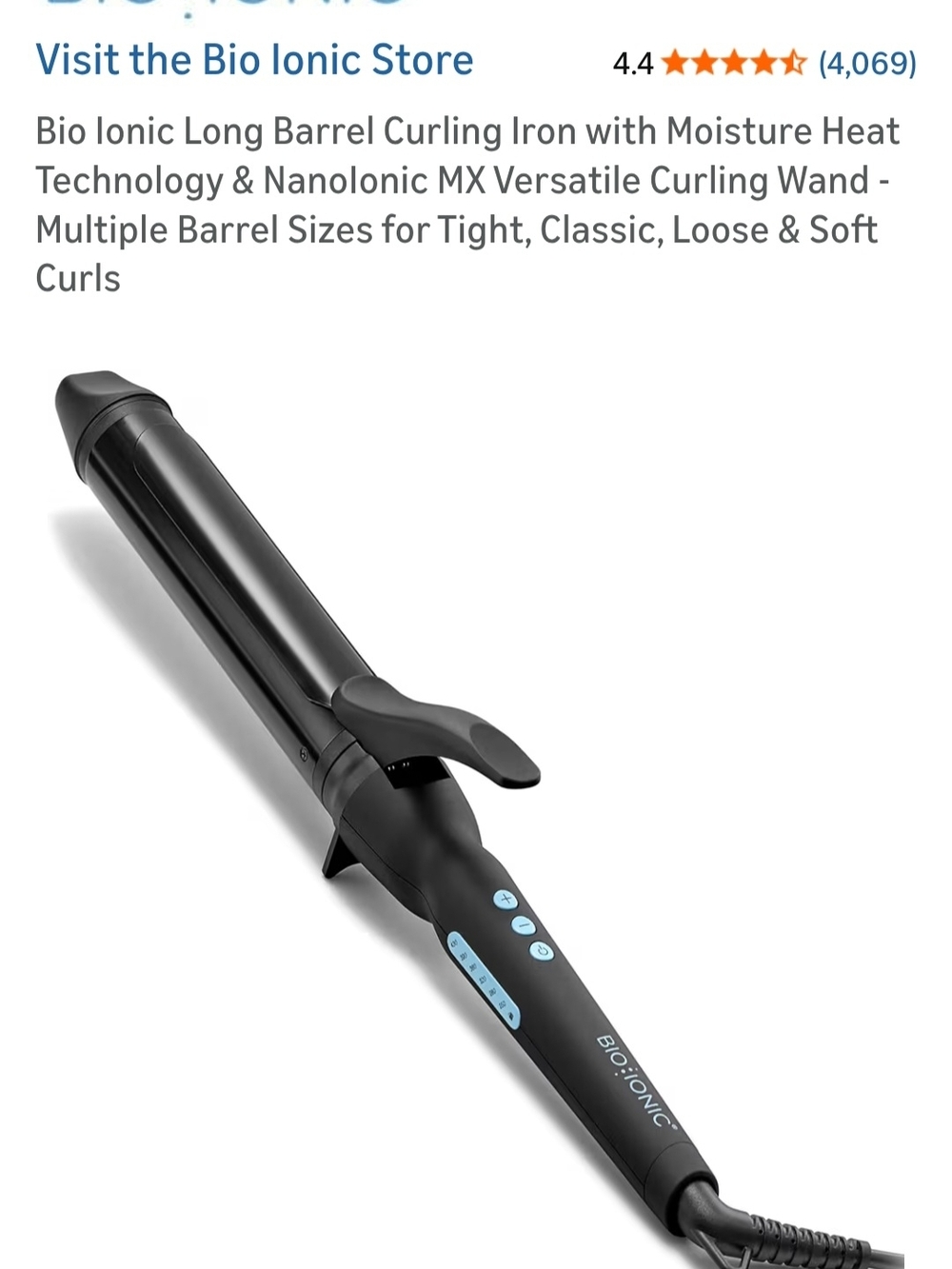 Bio Ionic Long Barrel 1.5 Inch Curling Iron - Black